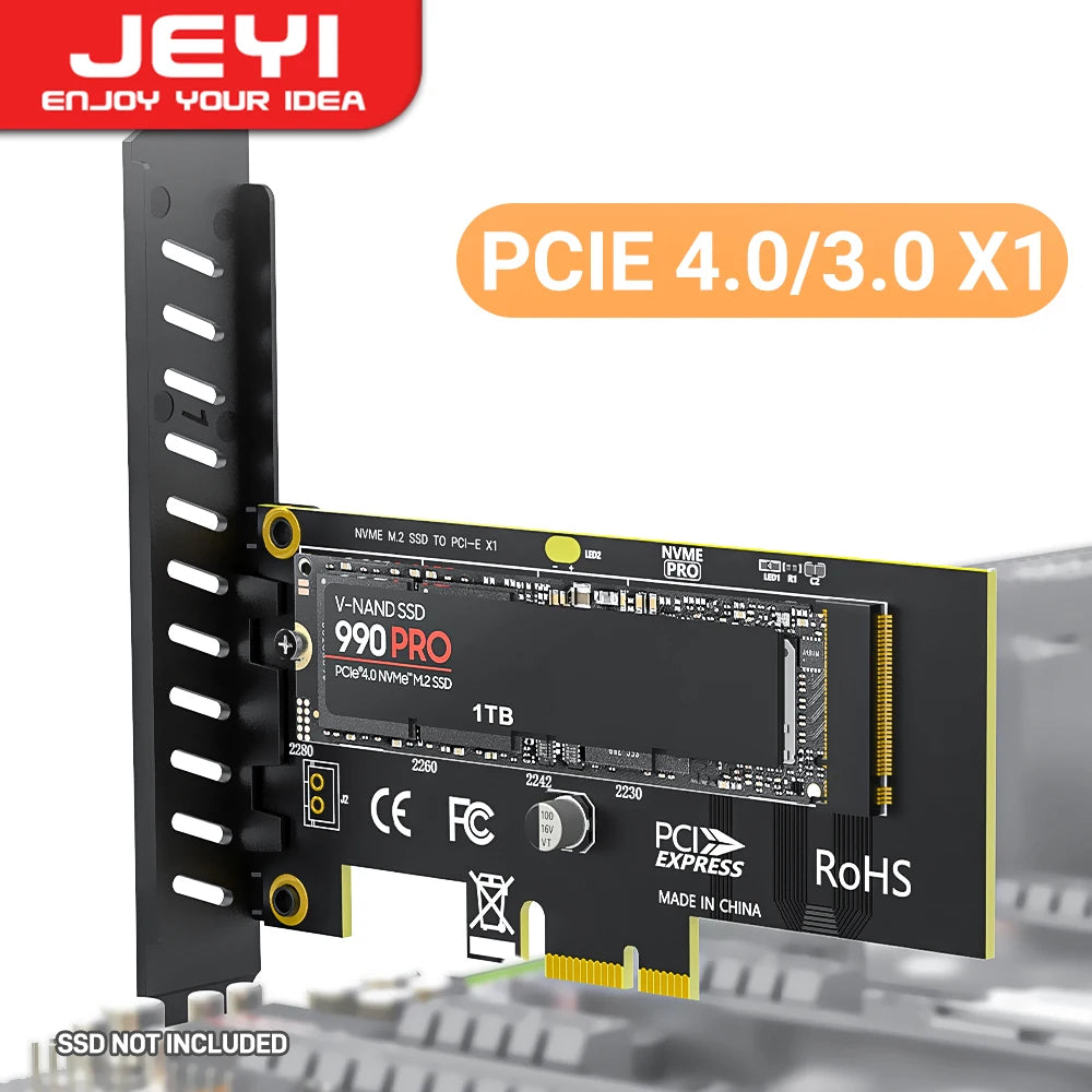 JEYI M.2 NVME SSD to PCIe 4.0 x1 Adapter Card, 2280 SSD PCIE X1 Expansion