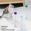 1pc Fur Ball Spring Cat Toy Suction Cup Multicolored Teaser Wand Pet