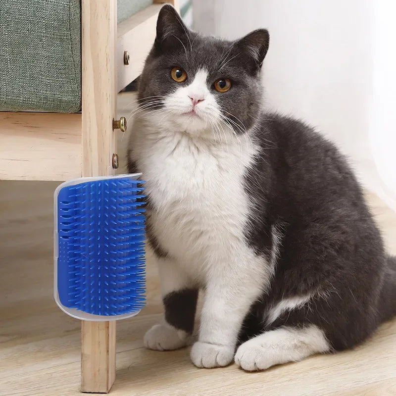 Cat Scratcher Massage Comb - Corner Scratching Brush with Catnip, Pet