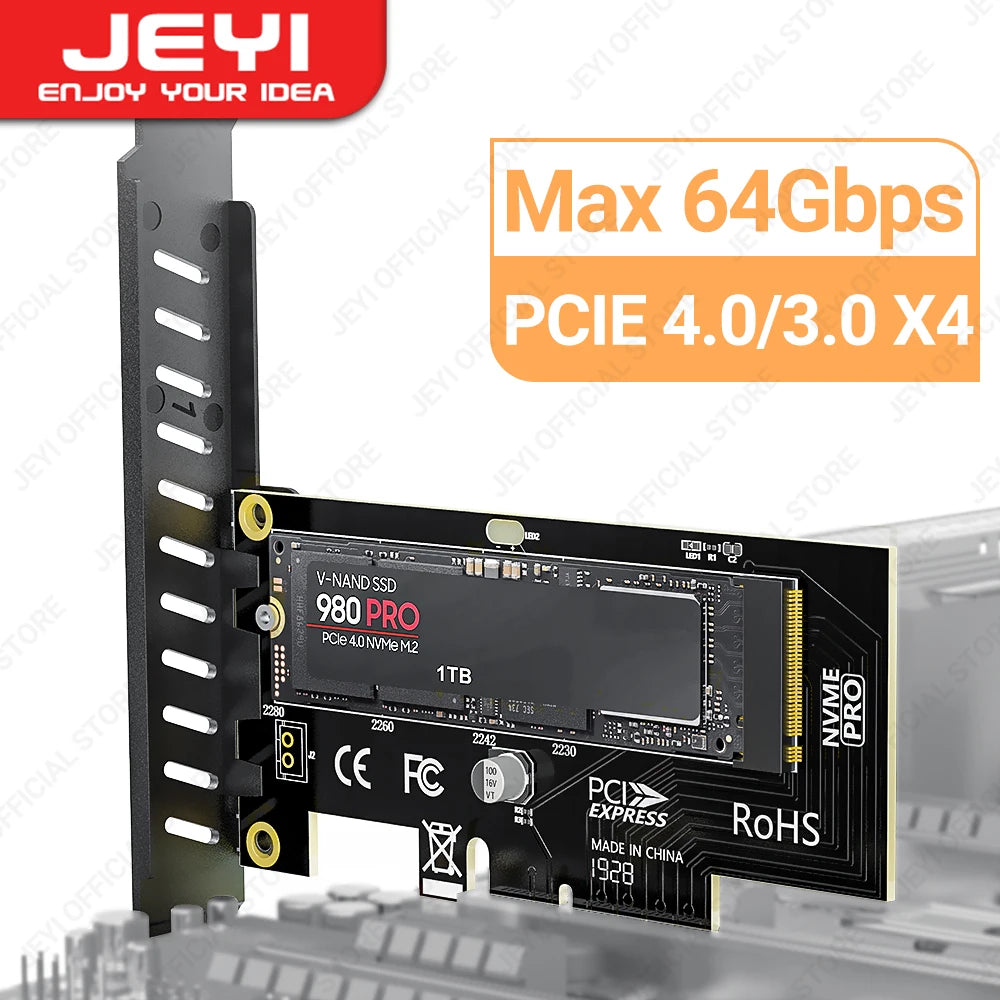 JEYI M.2 NVME SSD to PCIe 4.0 x1 Adapter Card, 2280 SSD PCIE X1 Expansion