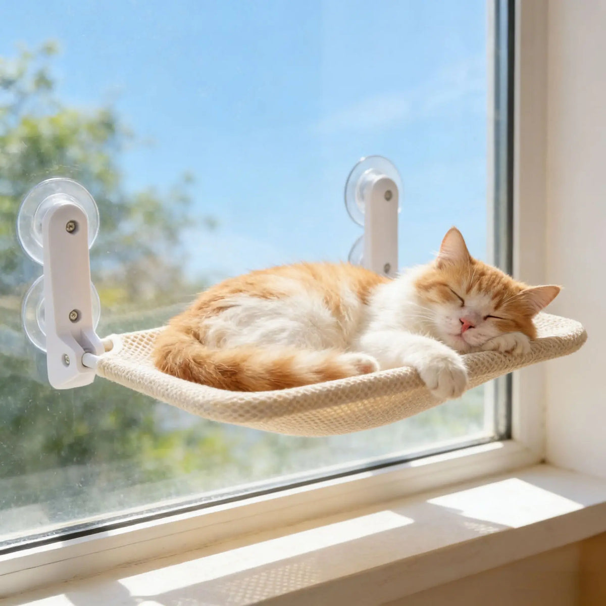 Cat Hammock Foldable Window Suction Cup Hanging Nest, Cat Sunbathing