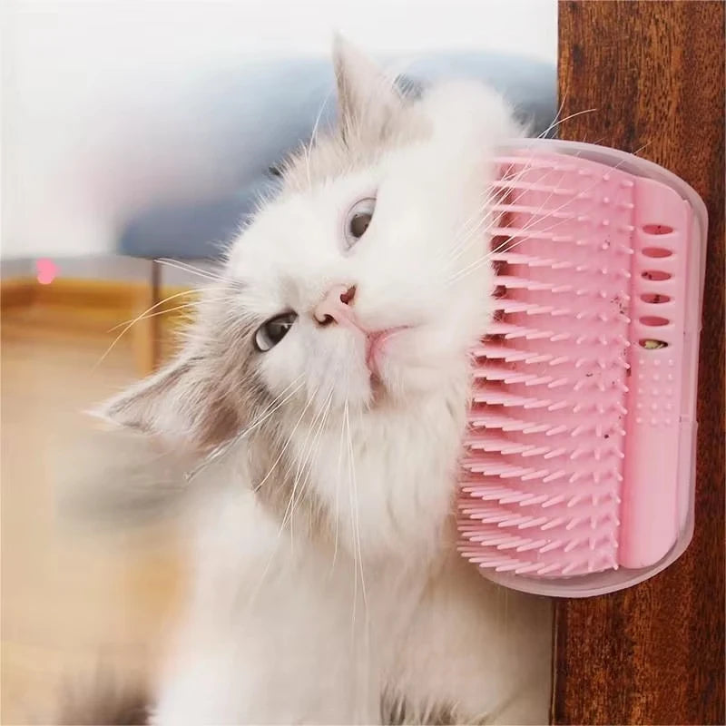 Cat Scratcher Massage Comb - Corner Scratching Brush with Catnip, Pet