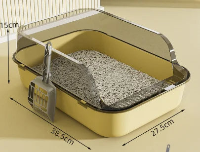 P Semi-Enclosed Cat Litter Box Splashproof Kitten Toilet Tray Pet Cleaning
