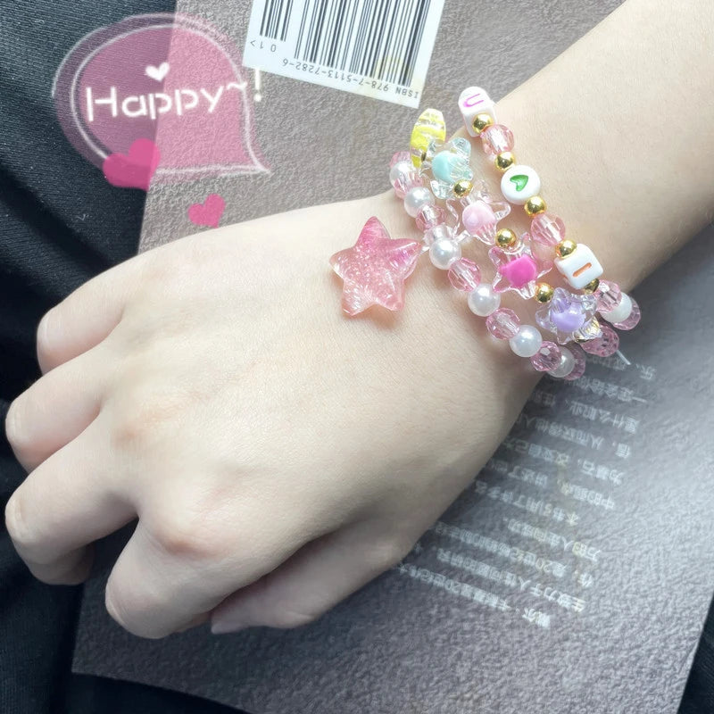 3Pcs/set Party Bracelets Star Letter Candy Color Beads Bracelet Children