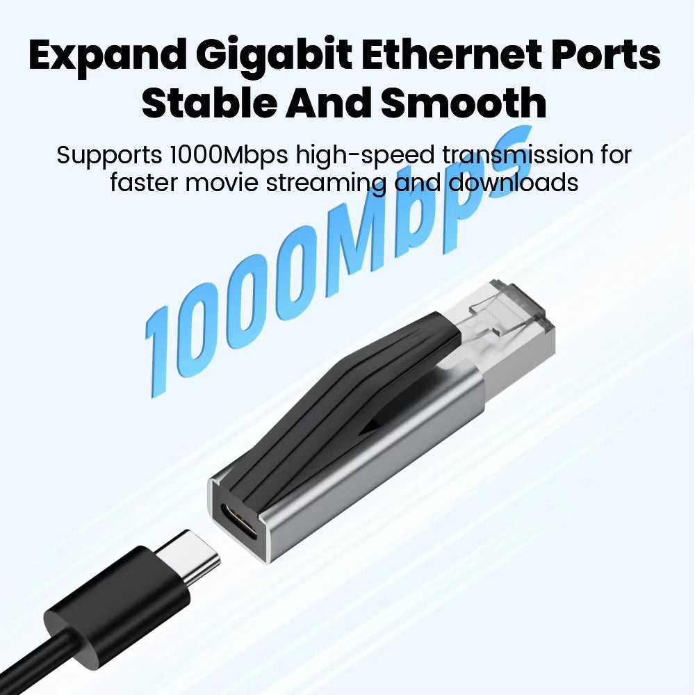 Kebidumei 1000Mbps USB C to Ethernet Adapter Gigabit USB C Female to RJ45