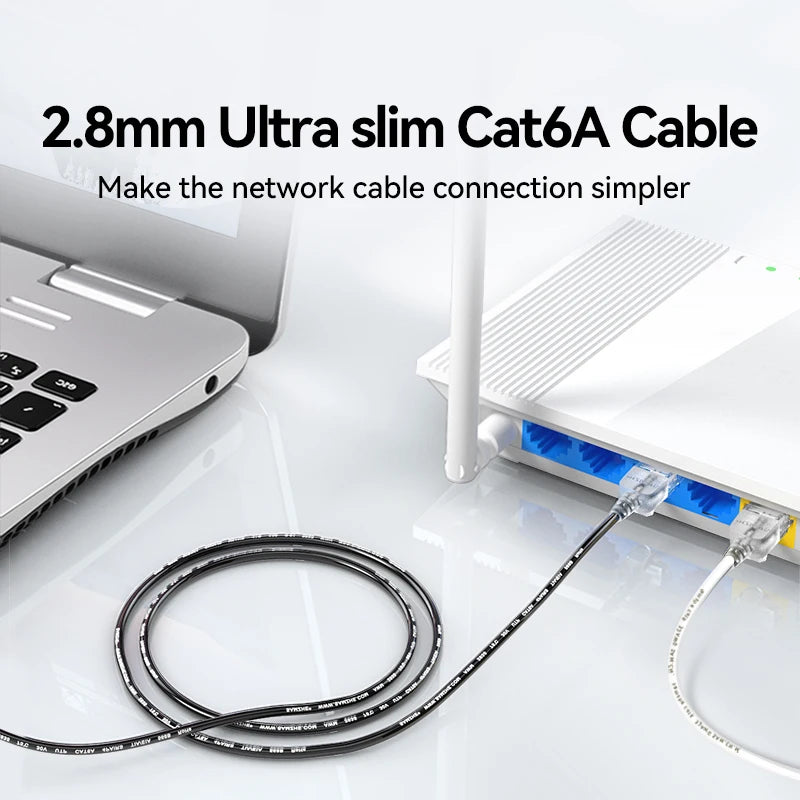 SAMZHE Slim Cat6A RJ45 Internet Cable High Speed 10Gbps 31AWG Pure Copper