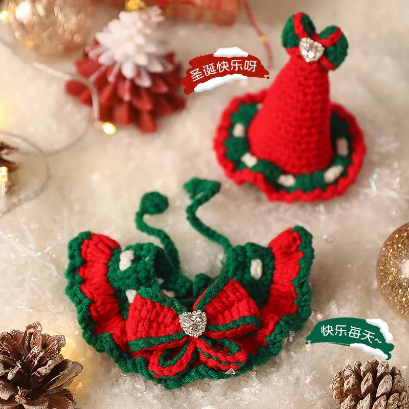 Pet Autumn and Winter Pet Scarf Cute Bow Collar Cat Accessories Bib Cat