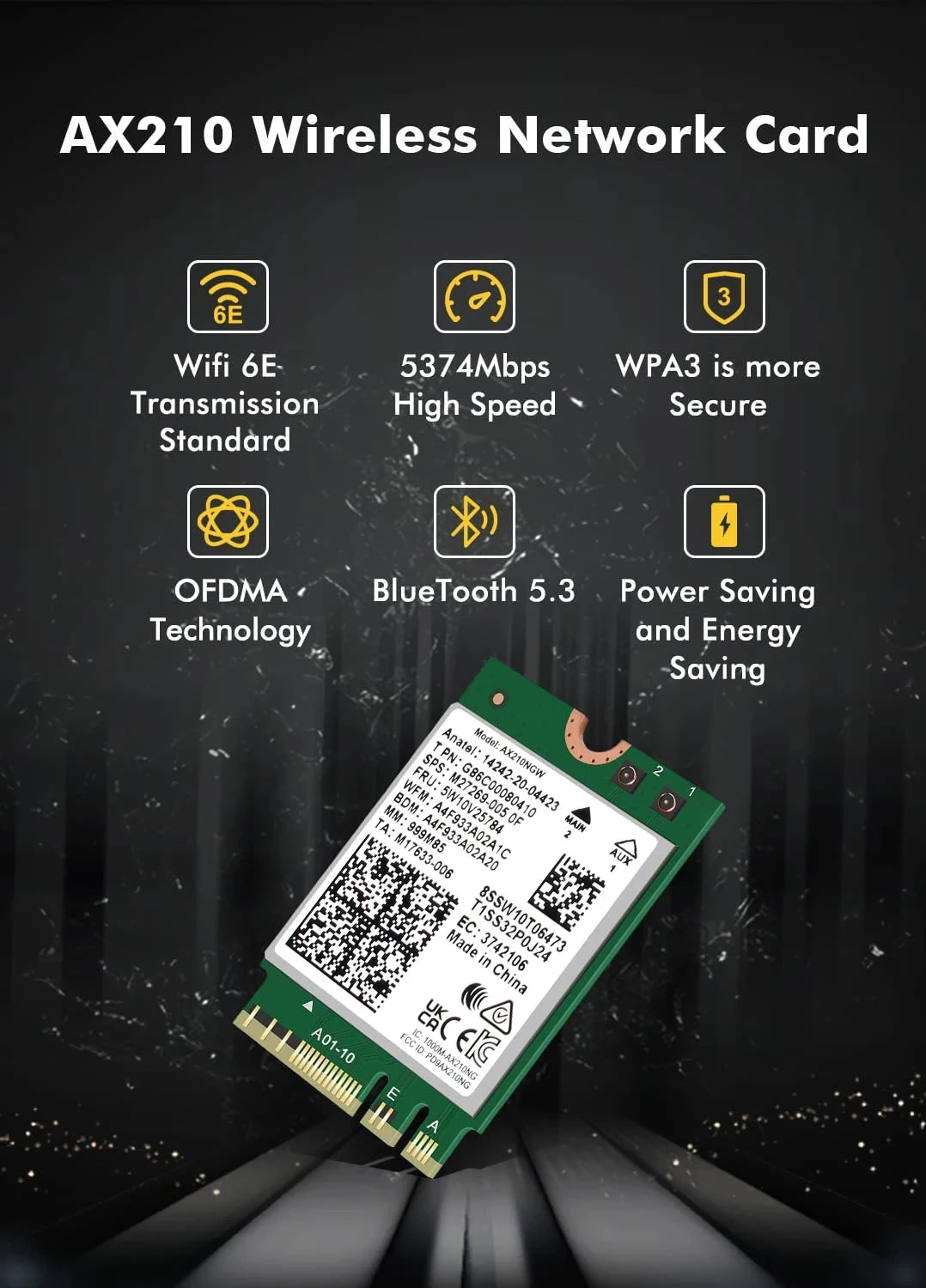 Tri Band WiFi6E AX210 Wireless 2.4Gbps Bluetooth 5.3 802.11AX Wireless