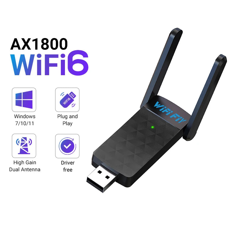 WiFi 6 USB3.0 Adapter 1800Mbps 5G/2.4GHz USB Wi-fi Dongle Wireless