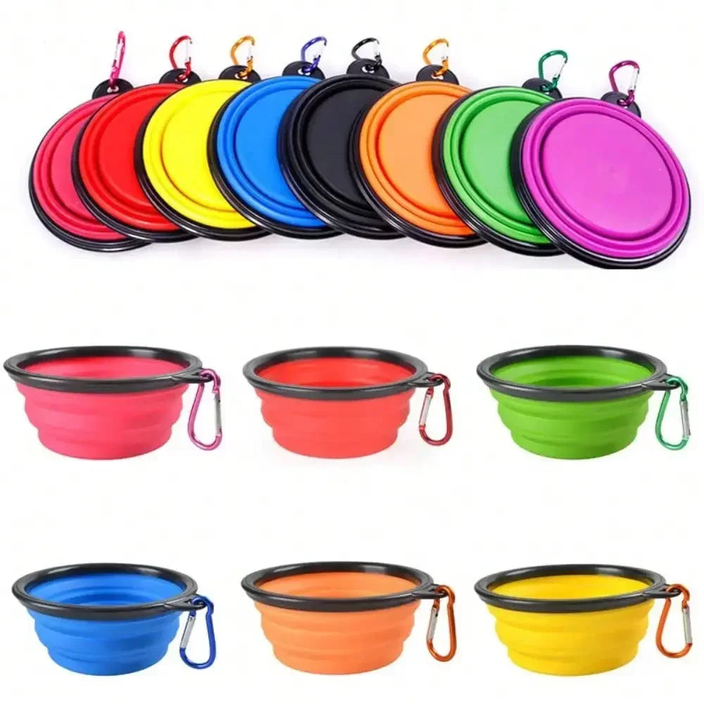Folding Portable Silicone Dog Feeder Bowl 2 In 1 Pet Dispenser Outdoor