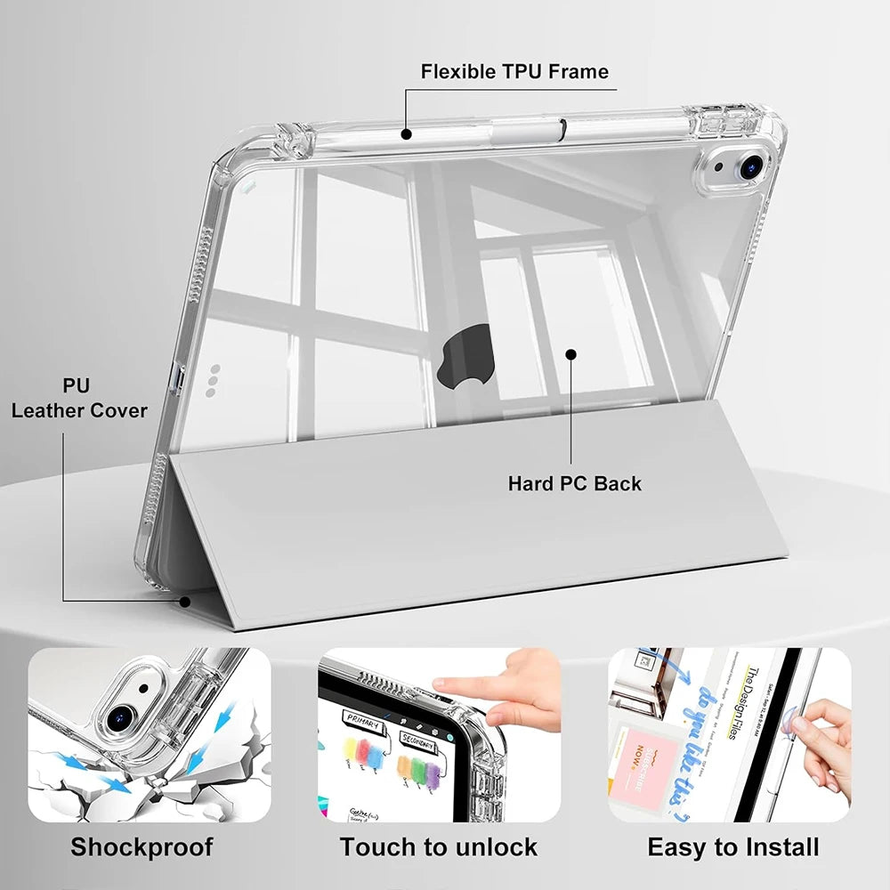 Case for iPad 5 6 7 8 9 10 11 Air 1 2 3 4 5 6 7 Mini 6 7 PC Matte Clear