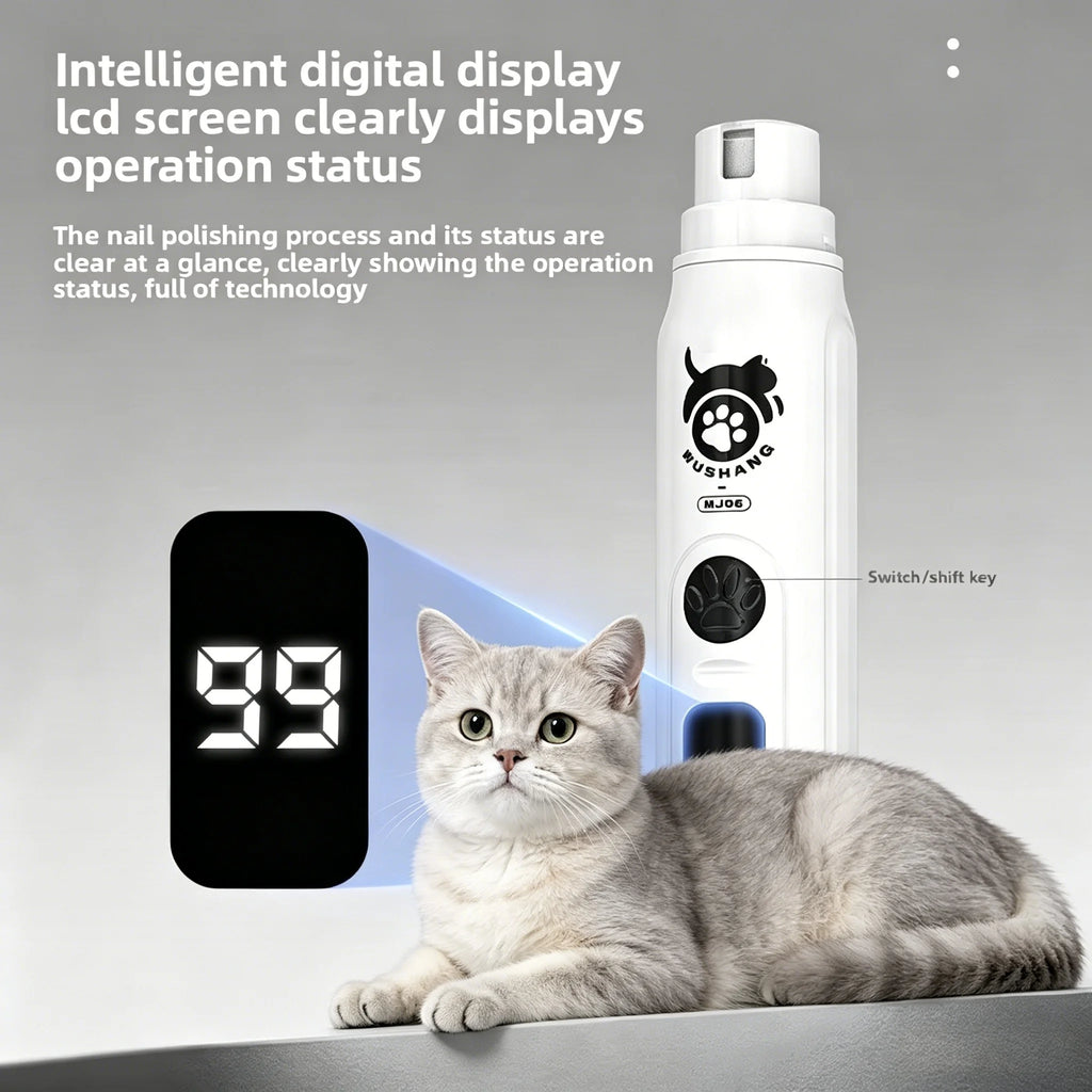 Intelligent LCD Display Pet Nail Polisher 3 Multi-Size Grinding Heads Fast