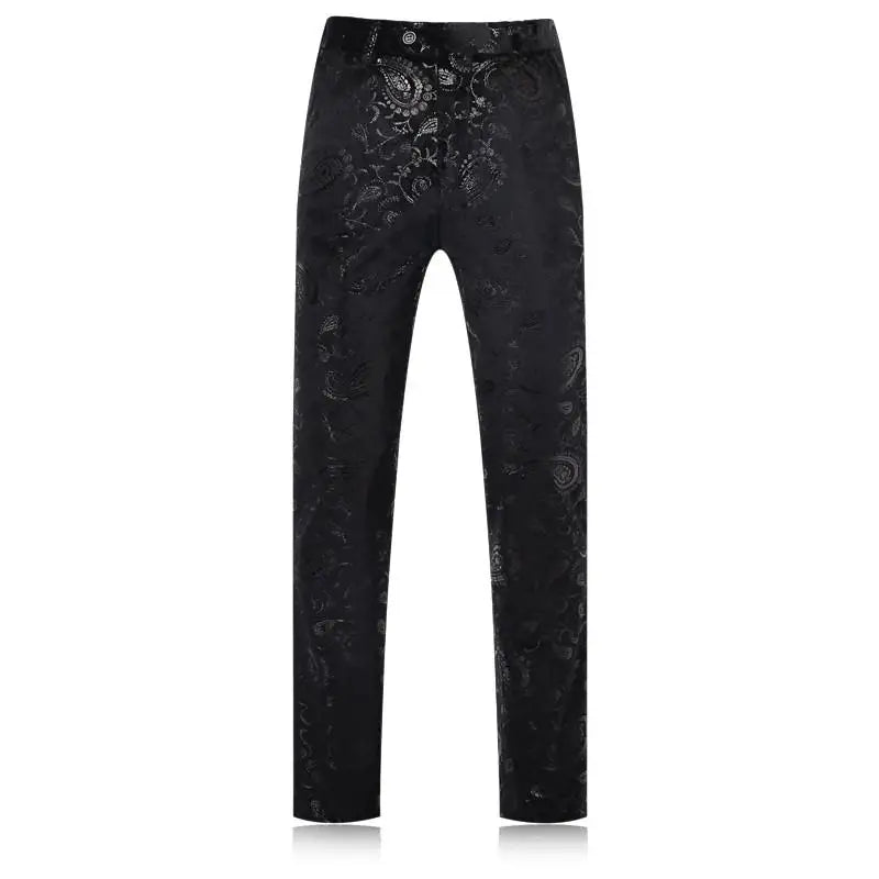 Velvet Fabric Tailor Luxury Floral Print Men Tuxedo Suit Set Wedding Suits
