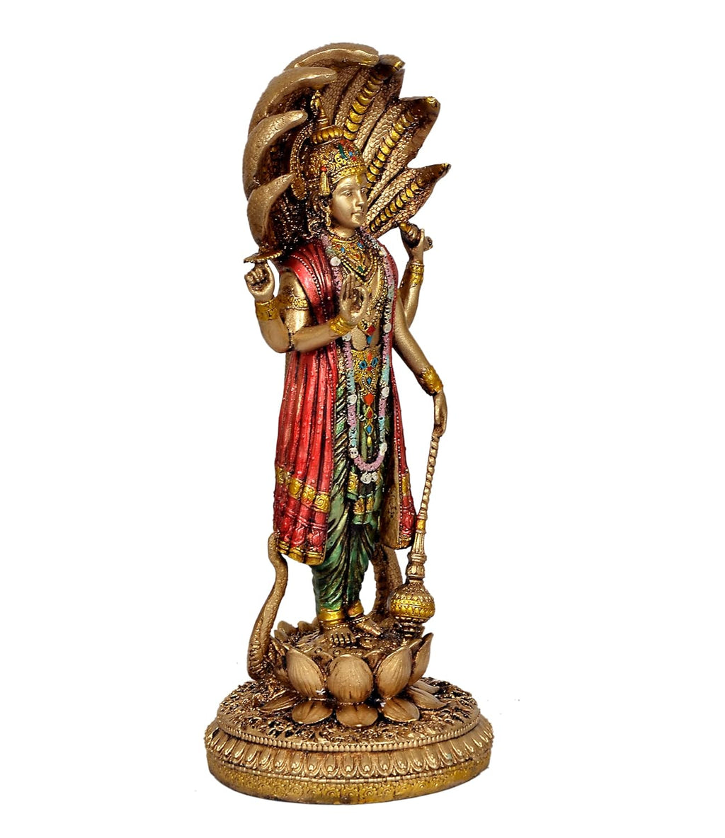Lord Vishnu Standing Idol Antique Finish - 12 Inch