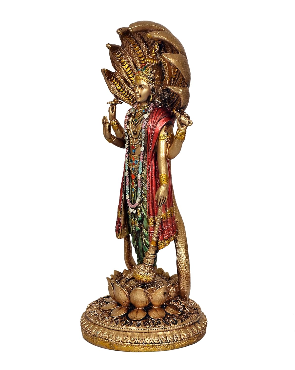 Lord Vishnu Standing Idol Antique Finish - 12 Inch